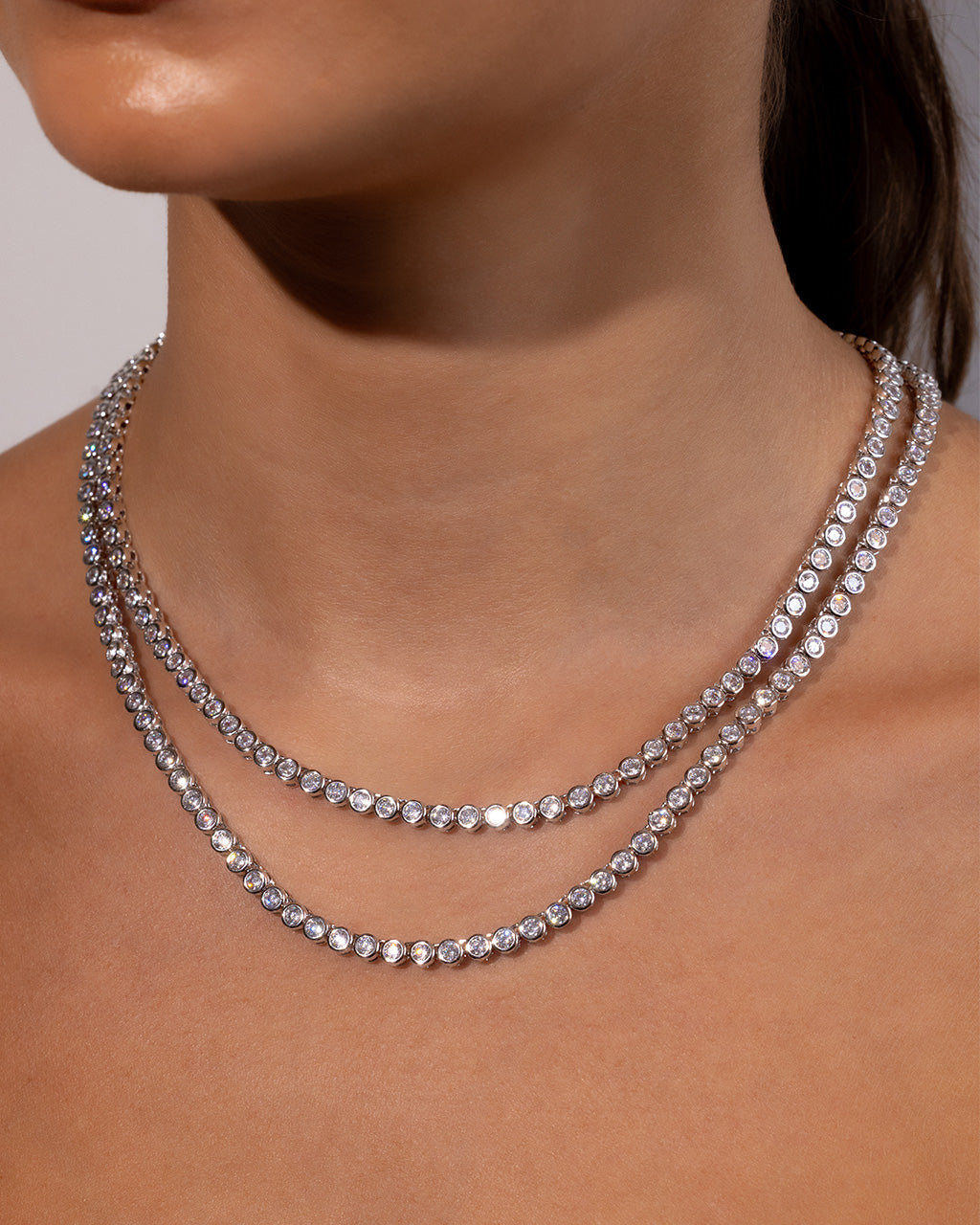 Helene Bezel CZ Tennis Necklace