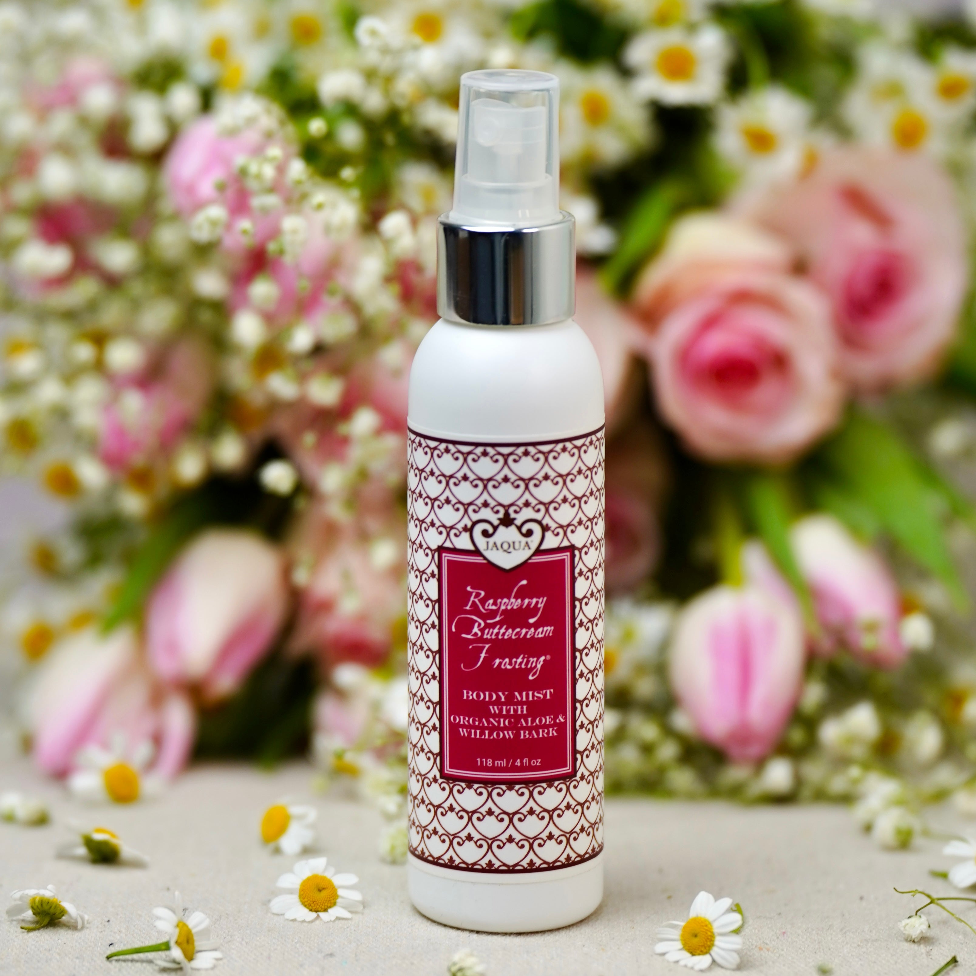 Raspberry Buttercream Frosting Hydrating Body Mist with Organic Aloe & Willow Bark
