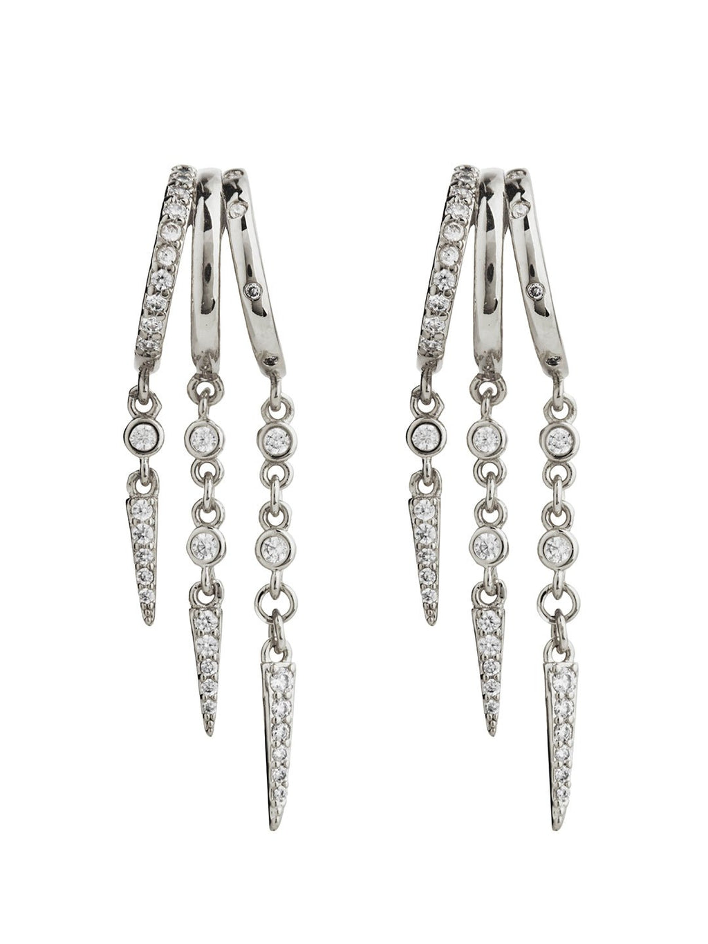 Jenna Triple Spike Dangle Huggies