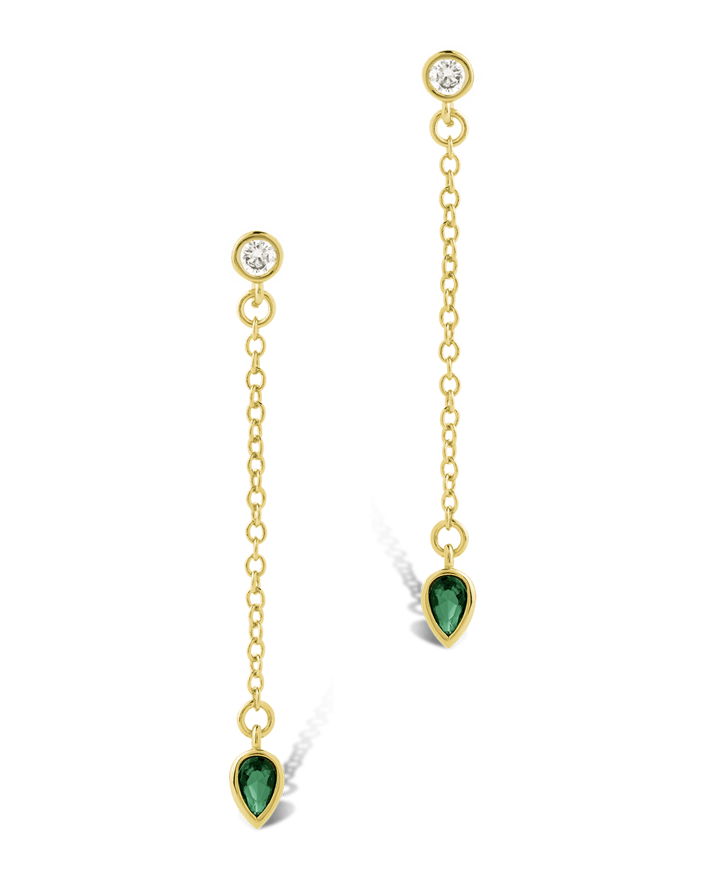 Delicate Chain Link CZ Drop Earrings