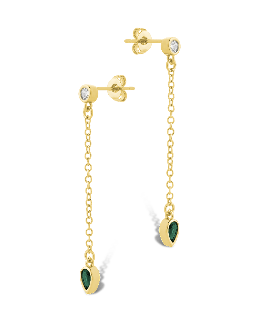 Delicate Chain Link CZ Drop Earrings
