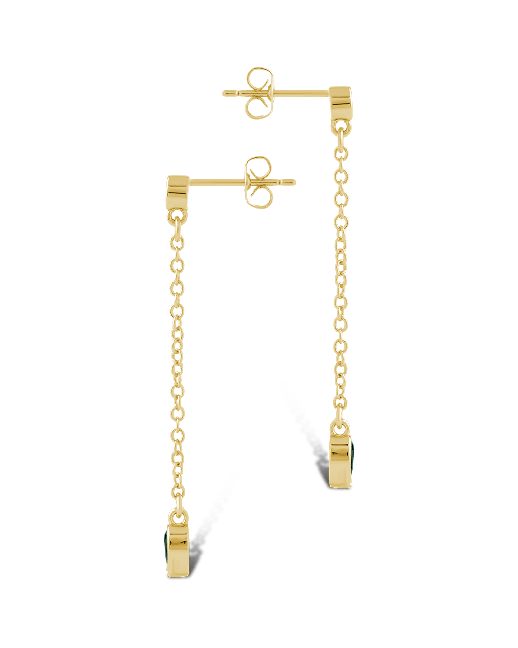 Delicate Chain Link CZ Drop Earrings