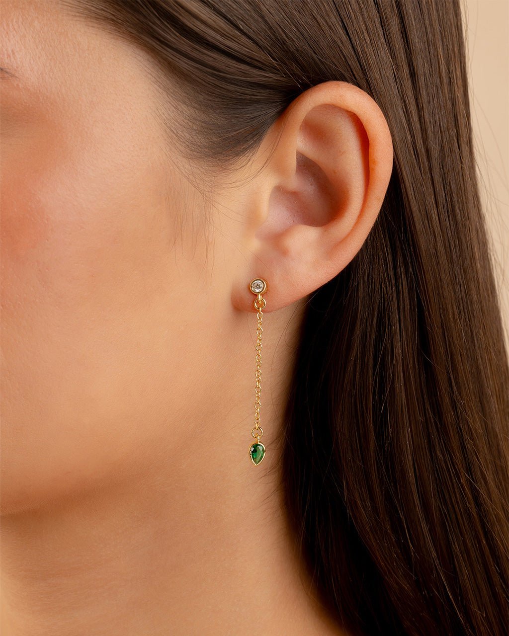 Delicate Chain Link CZ Drop Earrings