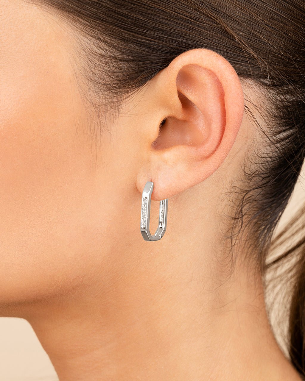 Aria Geometric CZ Micro Hoop Earrings