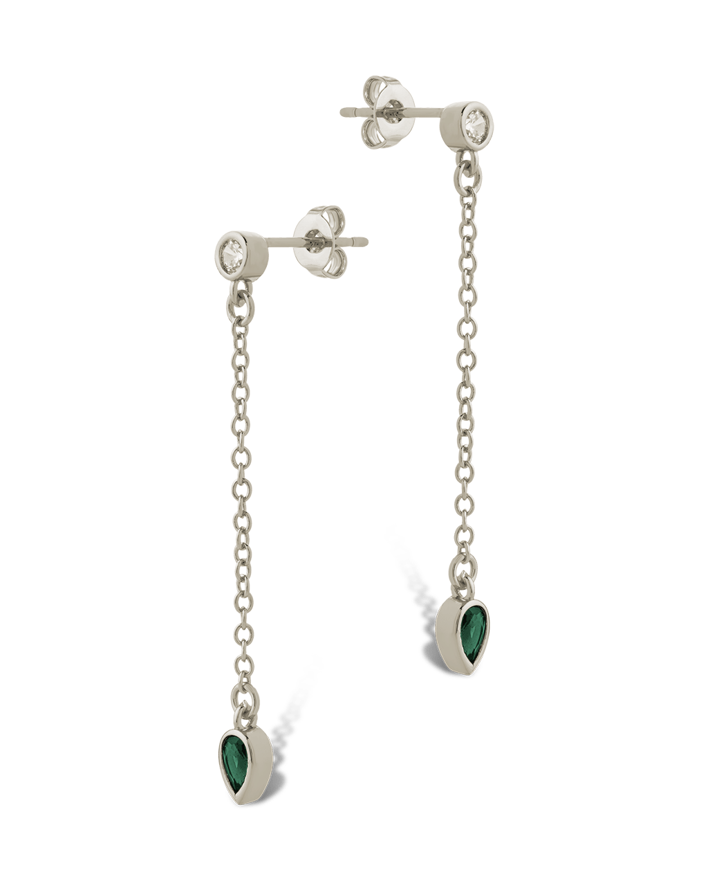 Delicate Chain Link CZ Drop Earrings