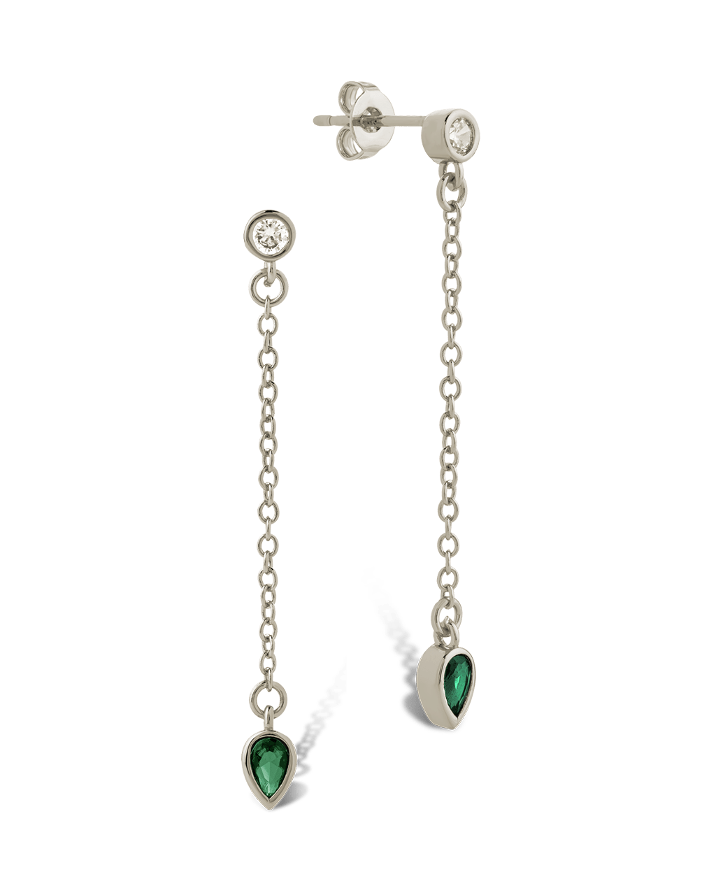 Delicate Chain Link CZ Drop Earrings