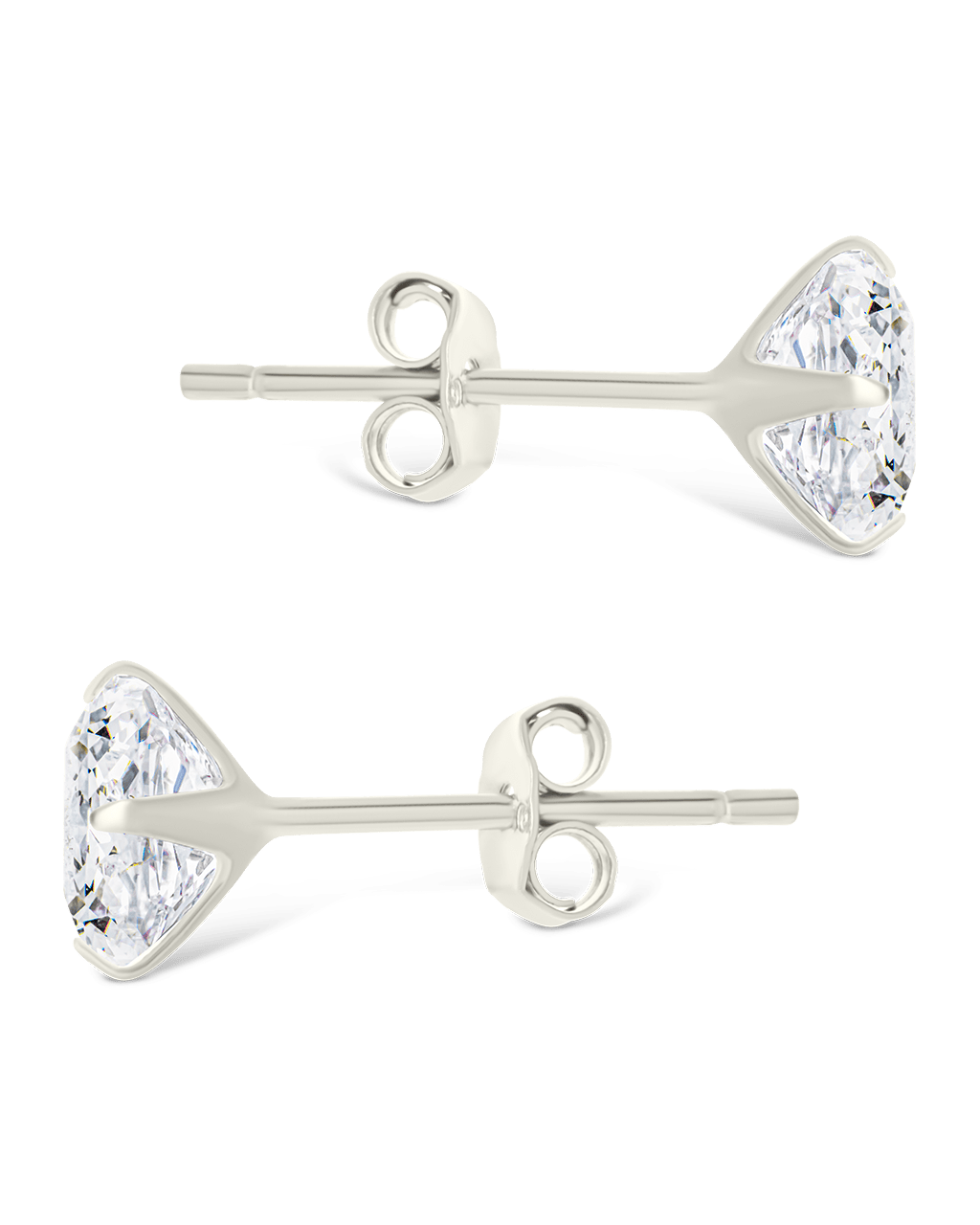 Sterling Silver Princess Cut Prong Set Stud Earrings