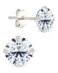 Sterling Silver Round Cut Prong Set Stud Earrings