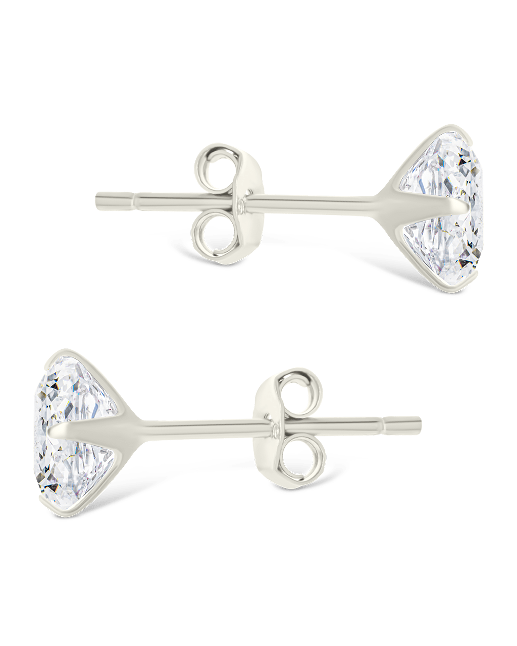 Sterling Silver Round Cut Prong Set Stud Earrings