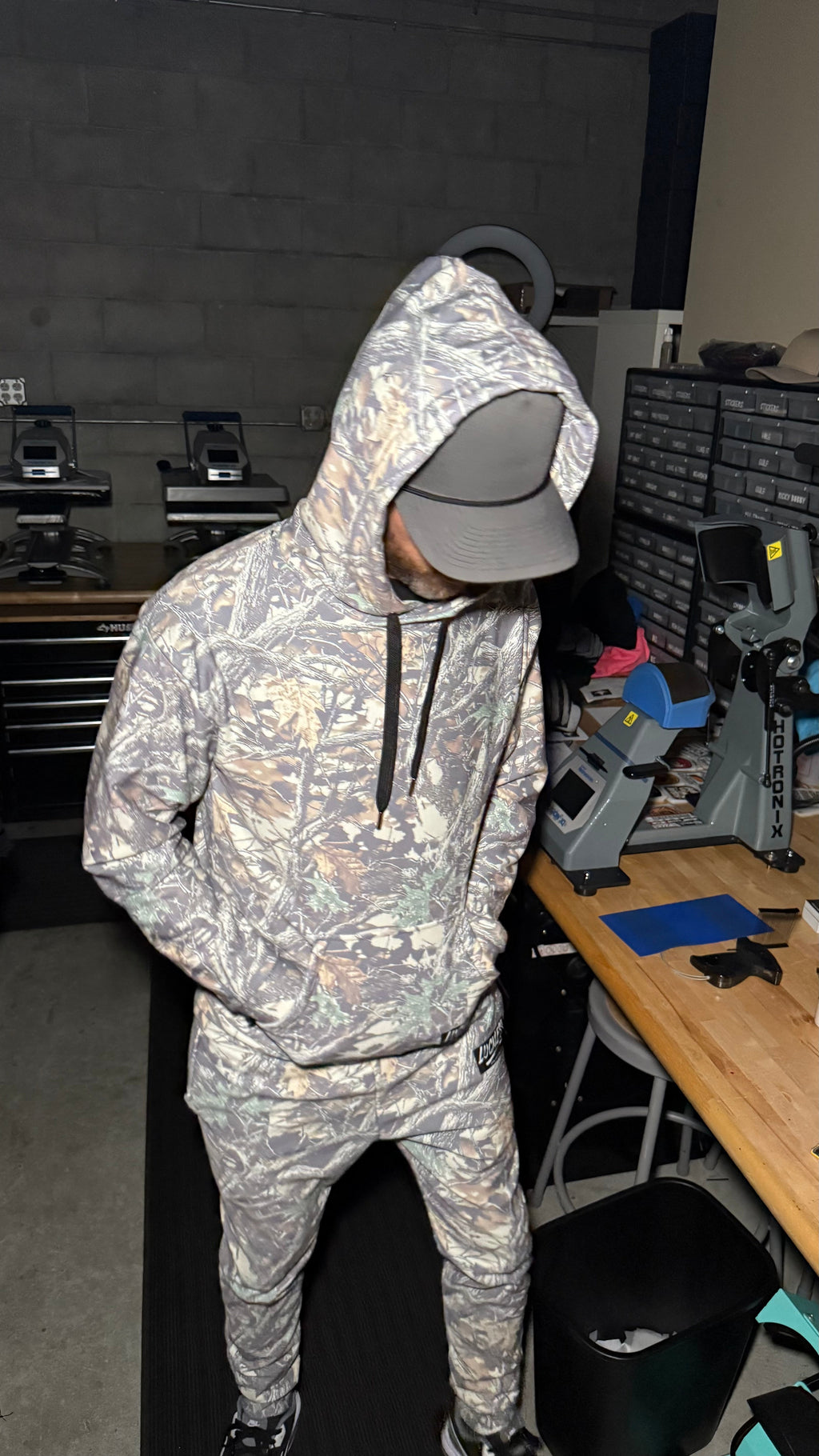 Faded Camo Wide String Hoodie