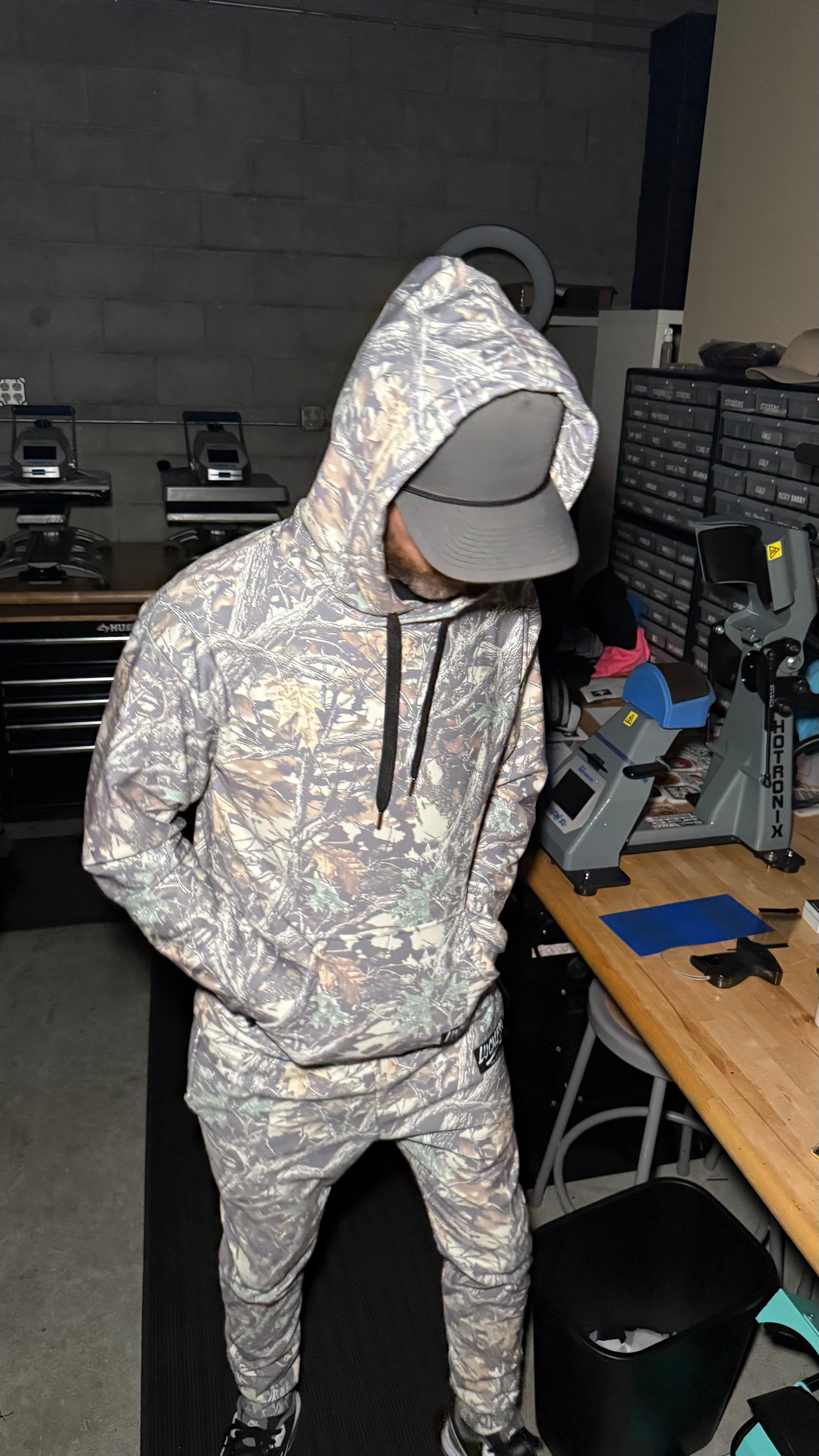 Faded Camo Wide String Hoodie