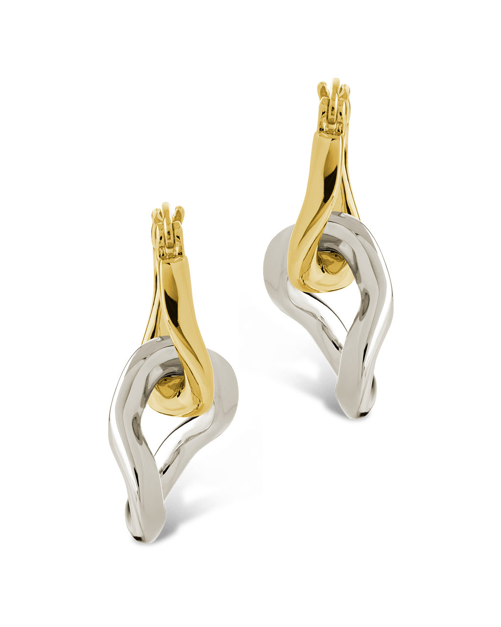 Trudy Dualtone Chainlink Drop Hoops