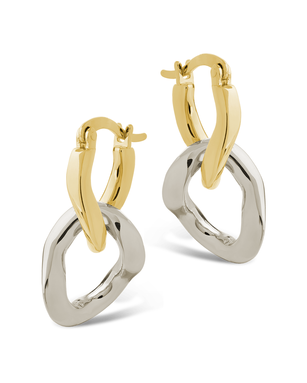 Trudy Dualtone Chainlink Drop Hoops