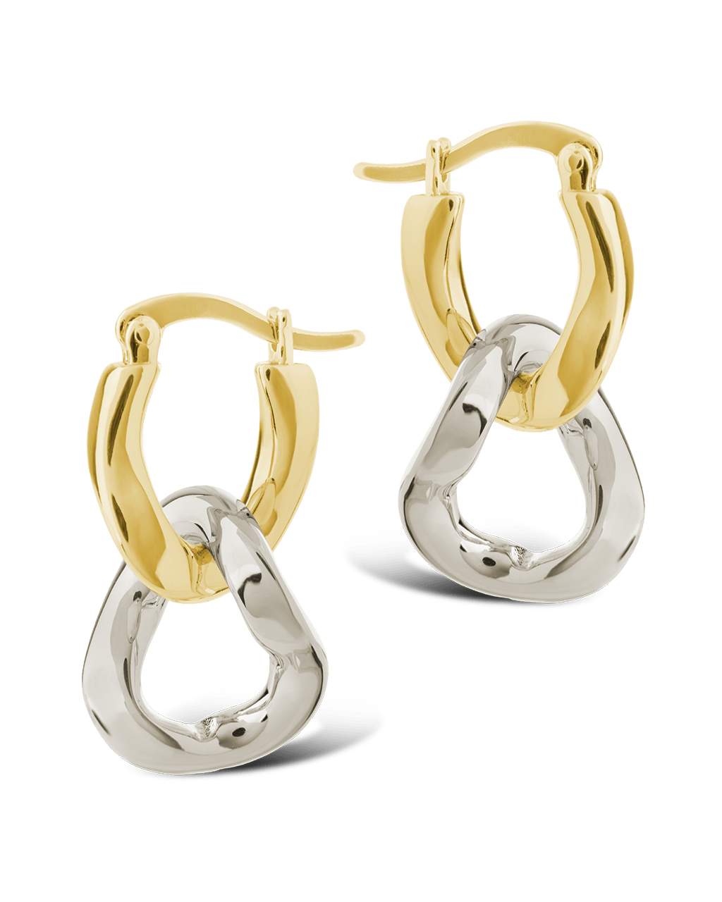 Trudy Dualtone Chainlink Drop Hoops