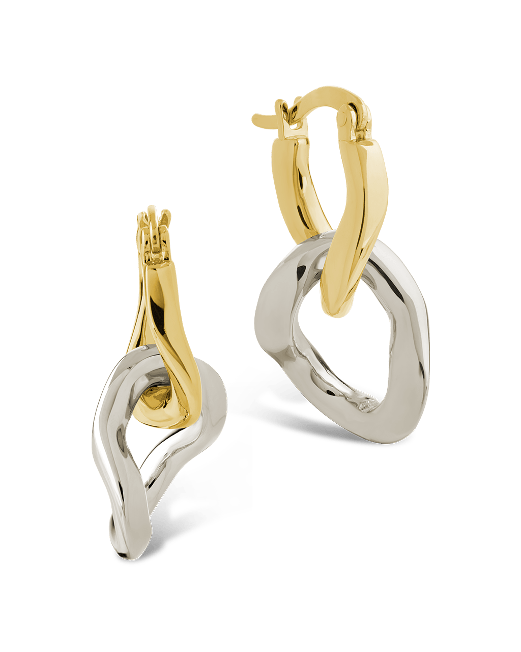 Trudy Dualtone Chainlink Drop Hoops