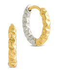 Sterling Silver Augustina Textured Dual Tone Hoops