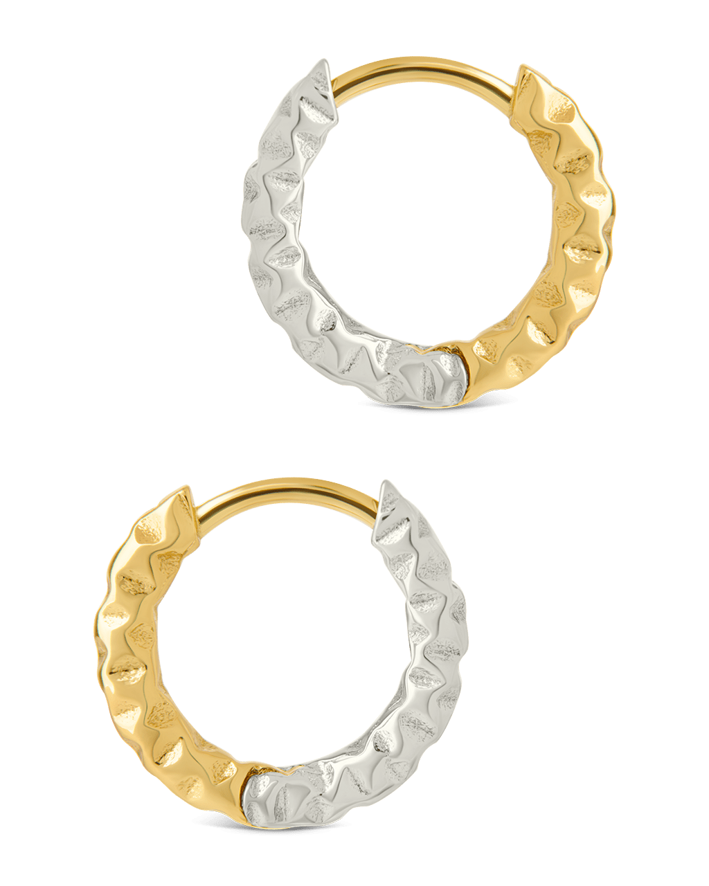 Sterling Silver Augustina Textured Dual Tone Hoops