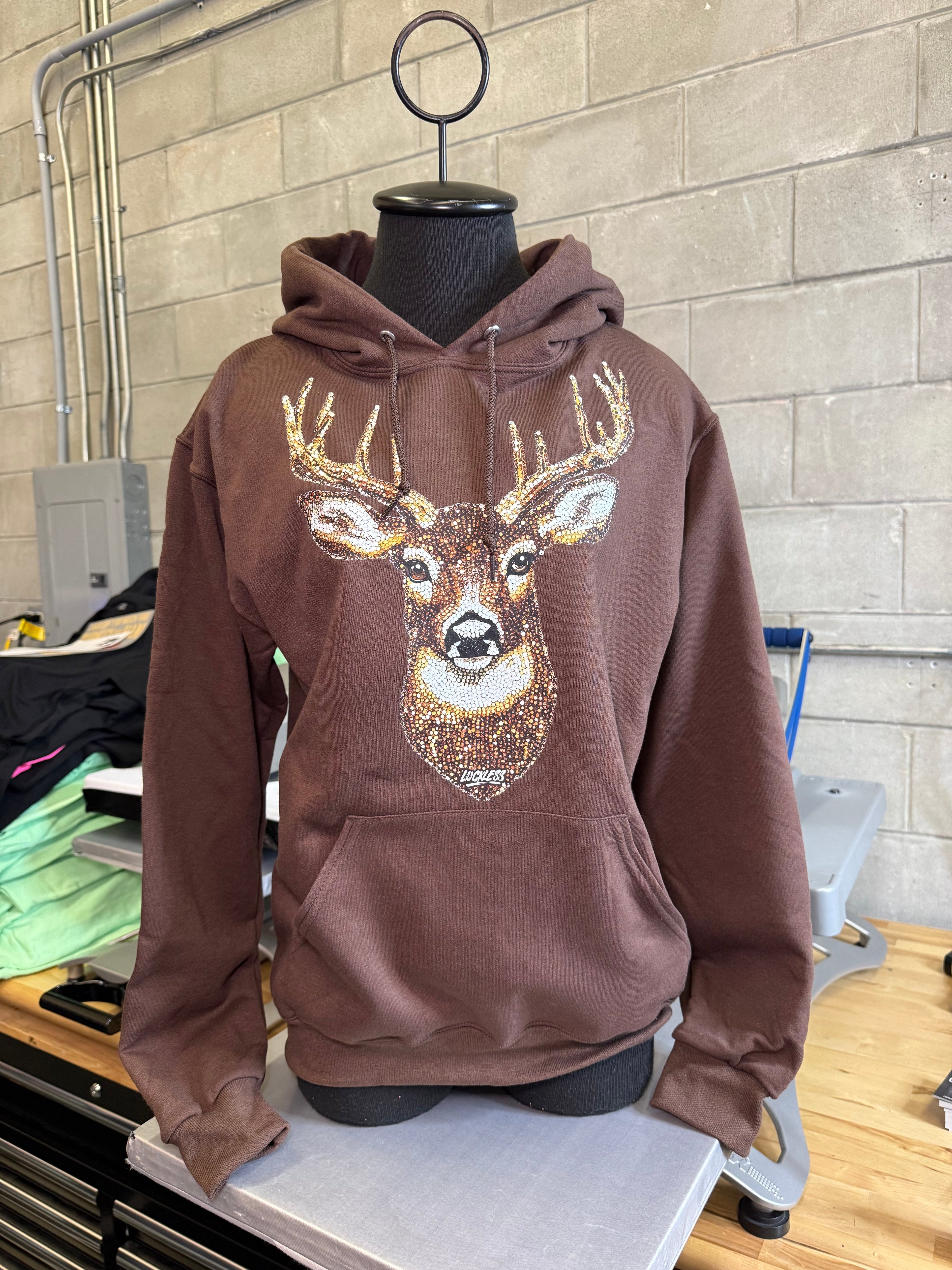 Faux Rhinestone Buck Hoodie