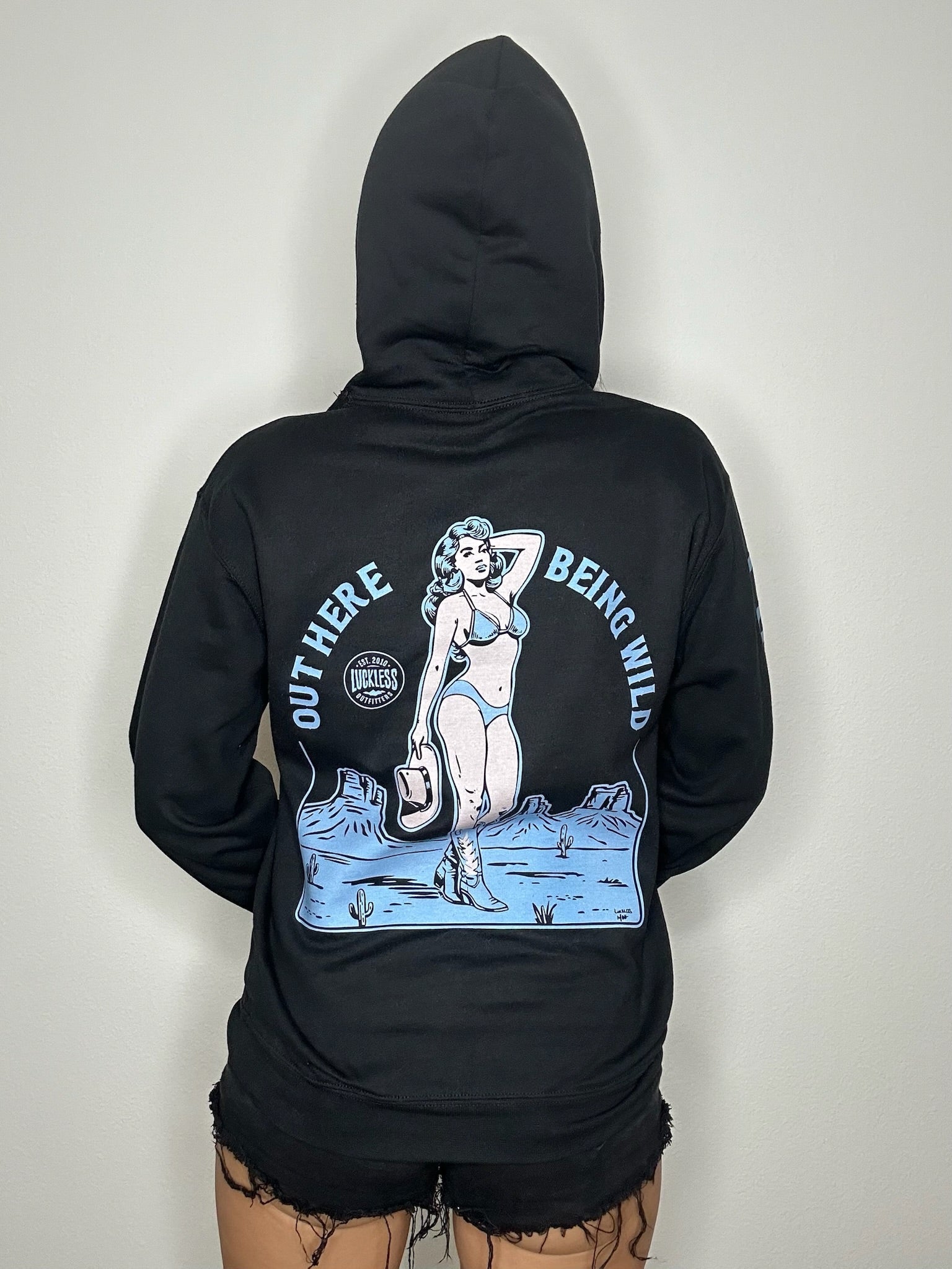 Out Here Being Wild Hoodie in Dew Blue