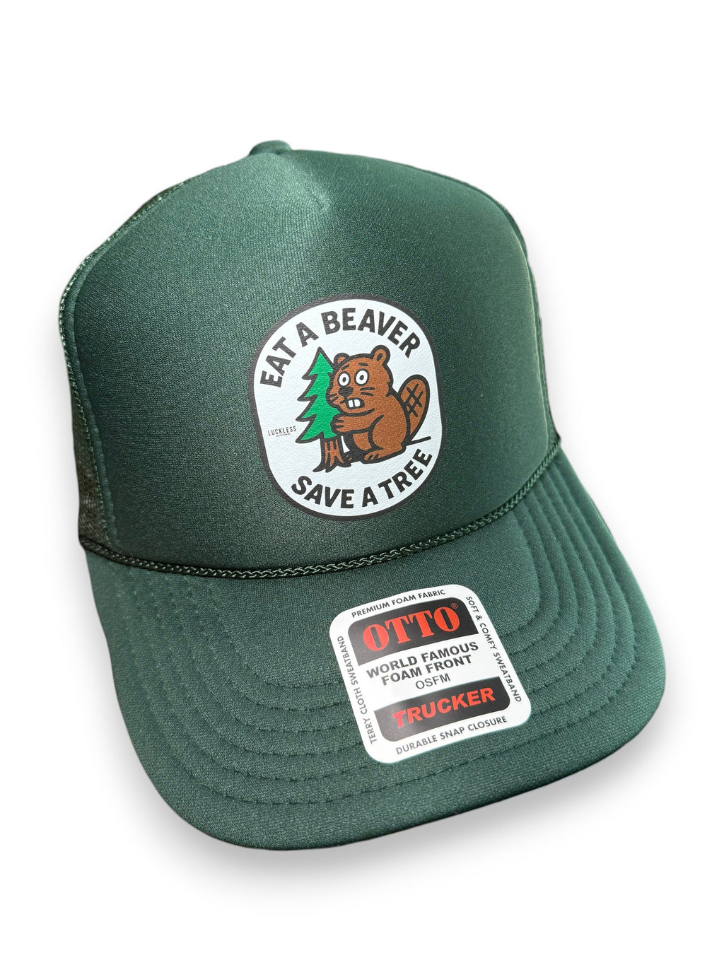 Eat A Beaver Save A Tree Trucker Hat