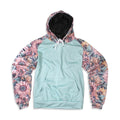 Soft Floral Teal Heavy Fleece Raglan Hoodie