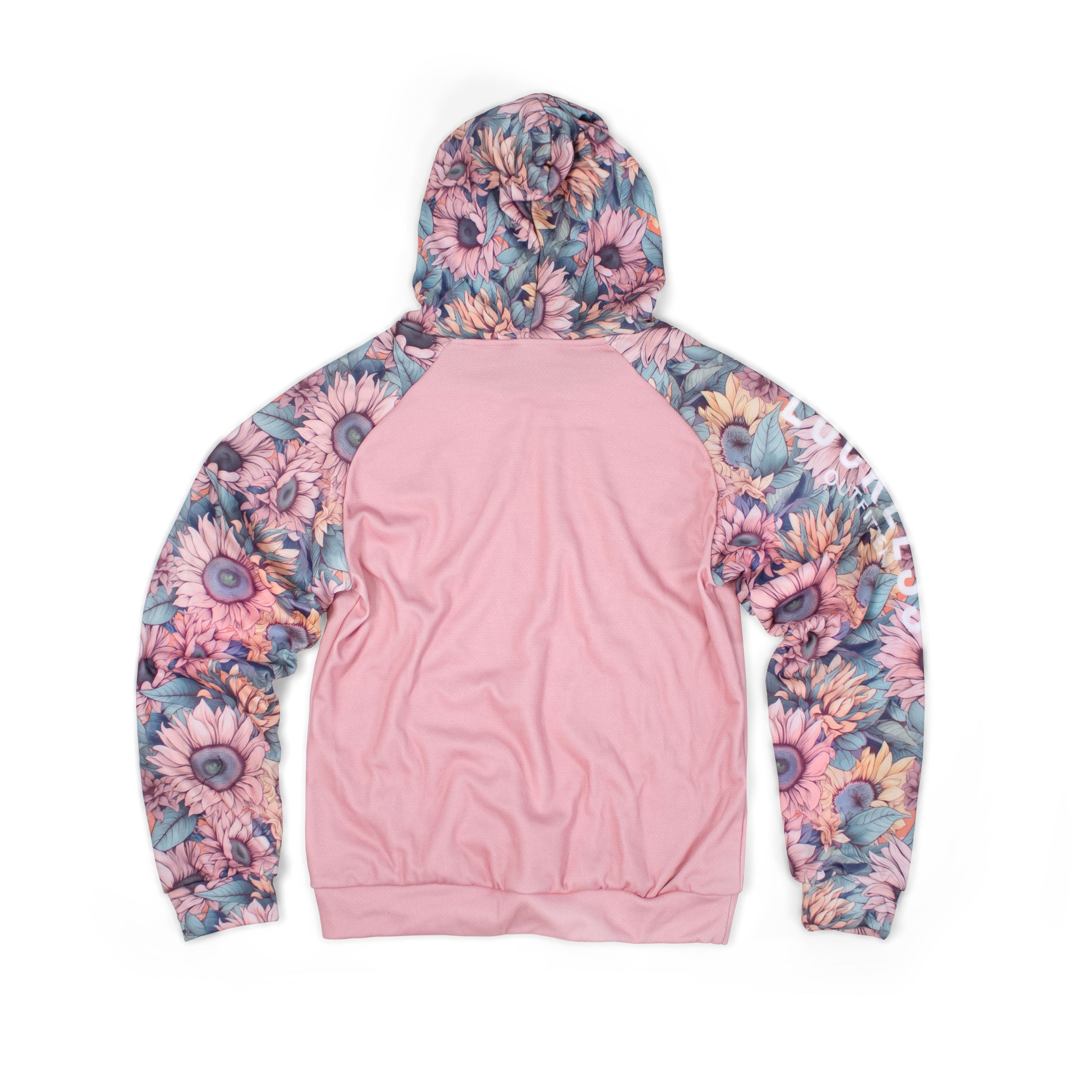 Heavy Fleece Raglan Hoodie | Soft Floral Rose