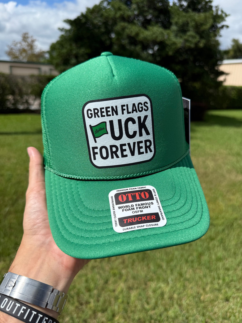 Green Flags Fuck Forever Trucker Hat