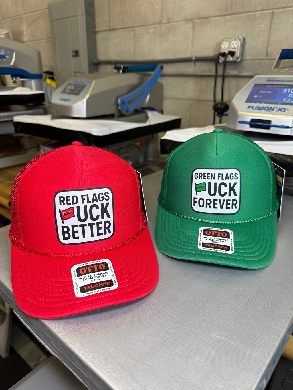 Green Flags Fuck Forever Trucker Hat