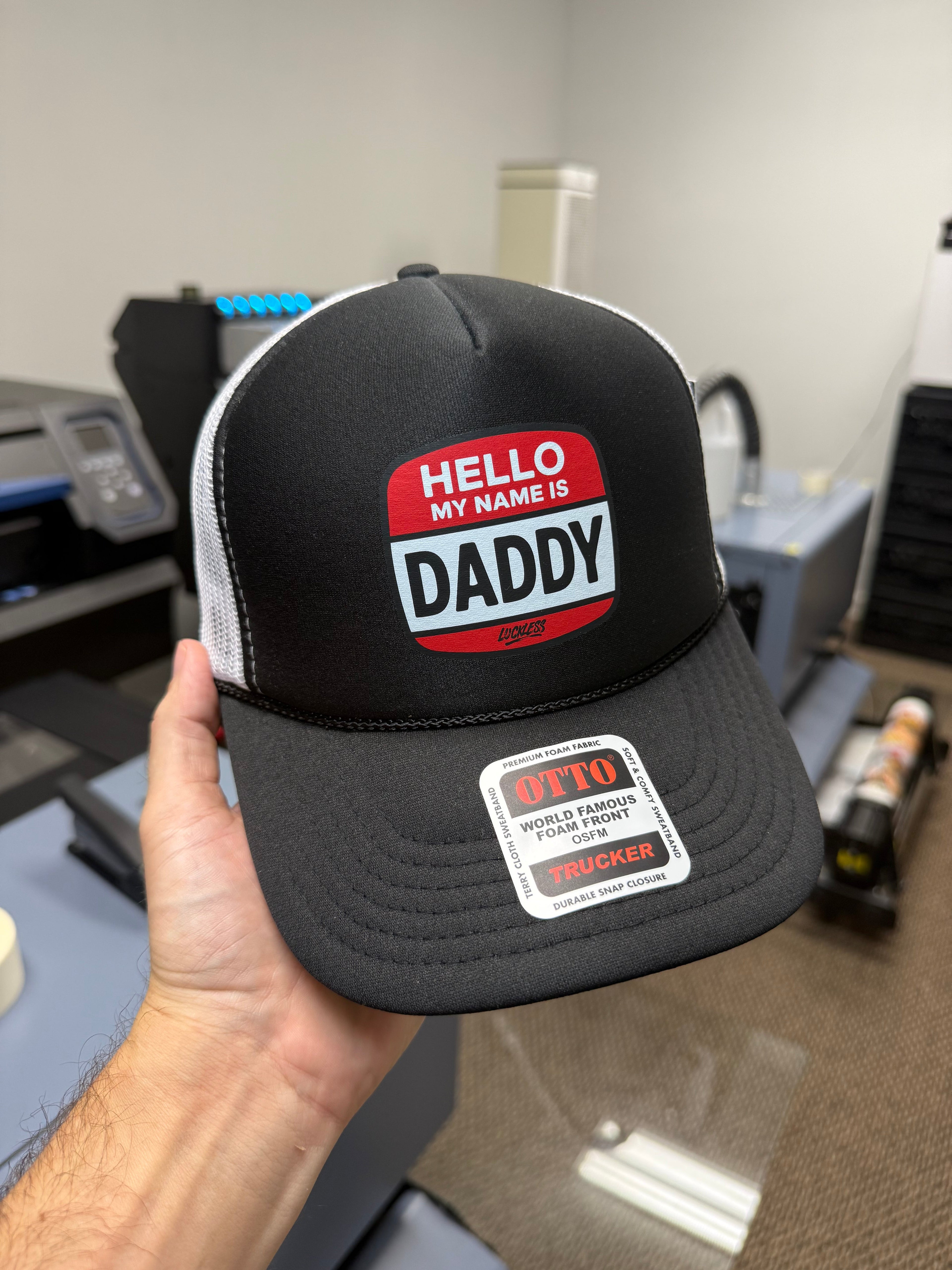 Hello My Name is Daddy Trucker Hat
