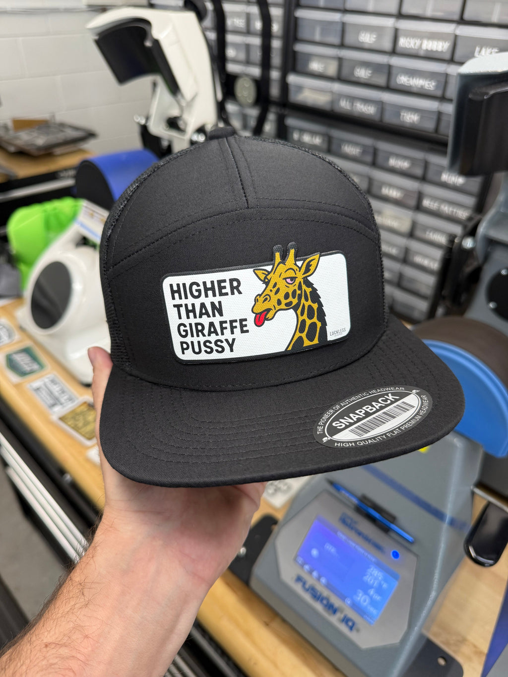 Higher Than Giraffe Pussy | 7 Panel Canvas Patch Snapback