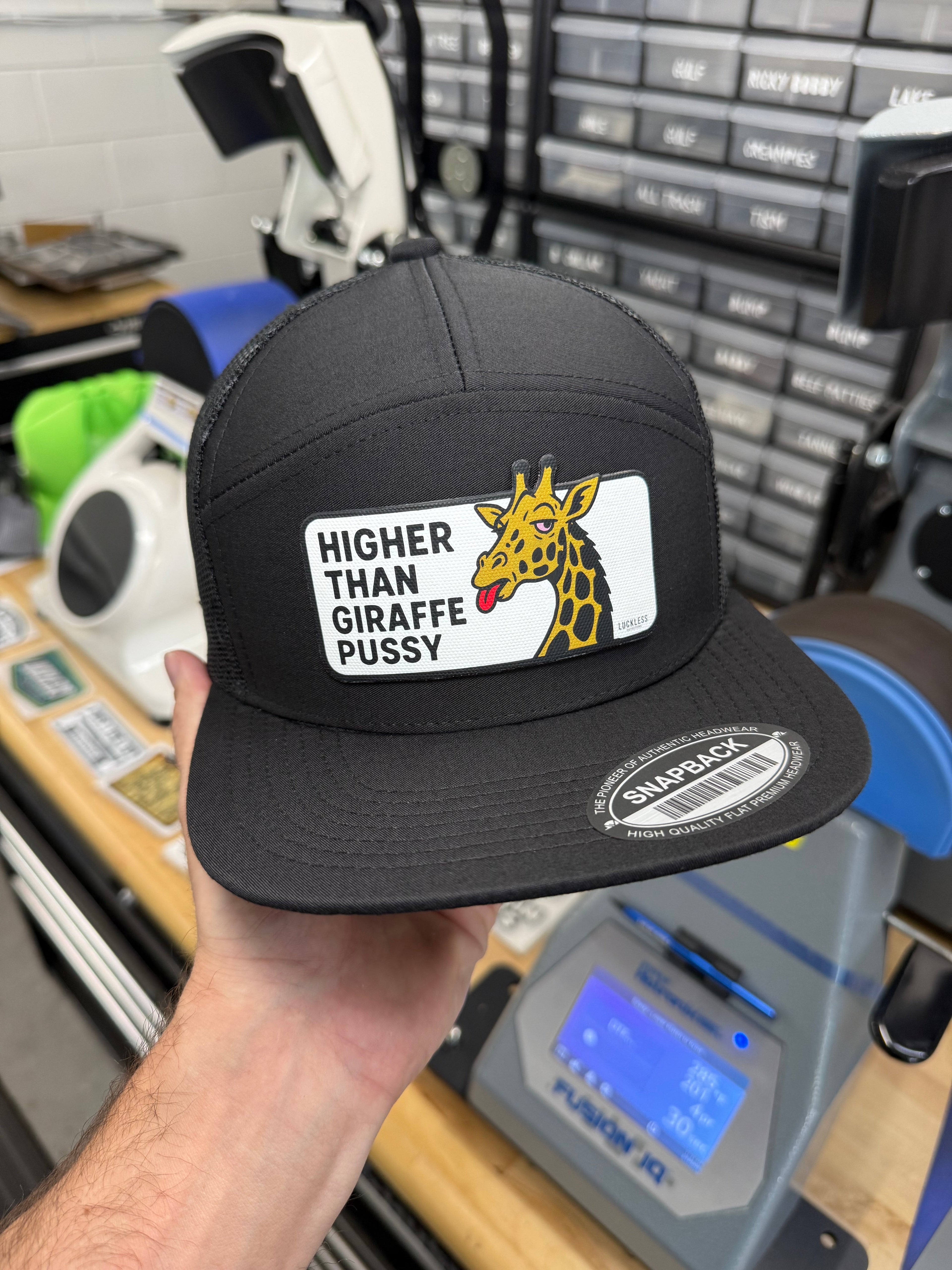 Higher Than Giraffe Pussy | 7 Panel Canvas Patch Snapback