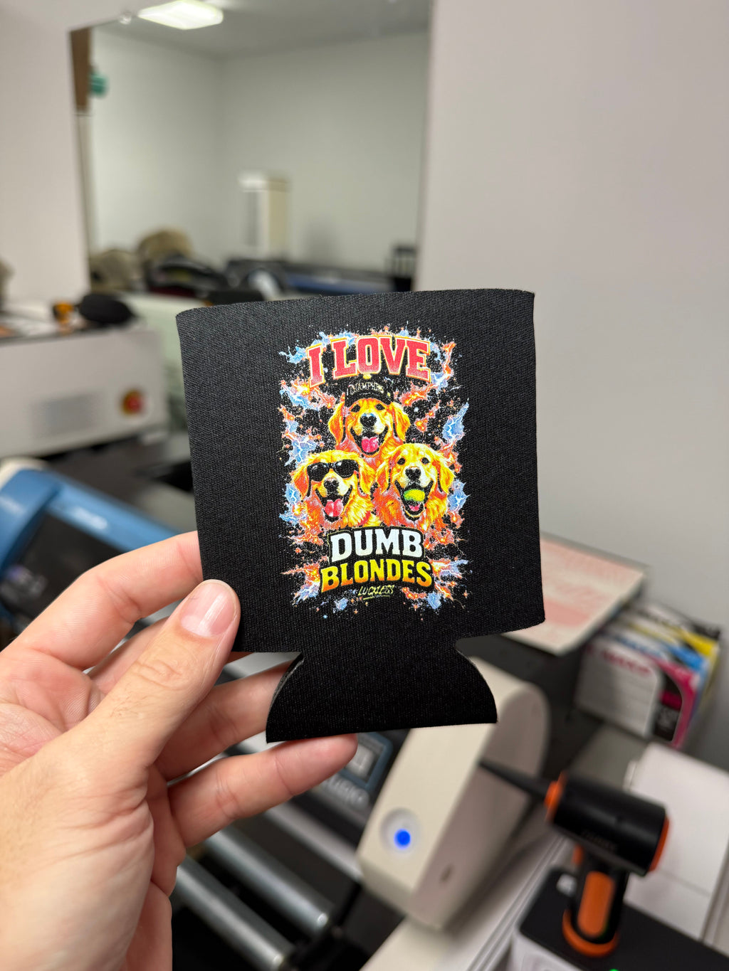 I Love Dumb Blondes Koozie