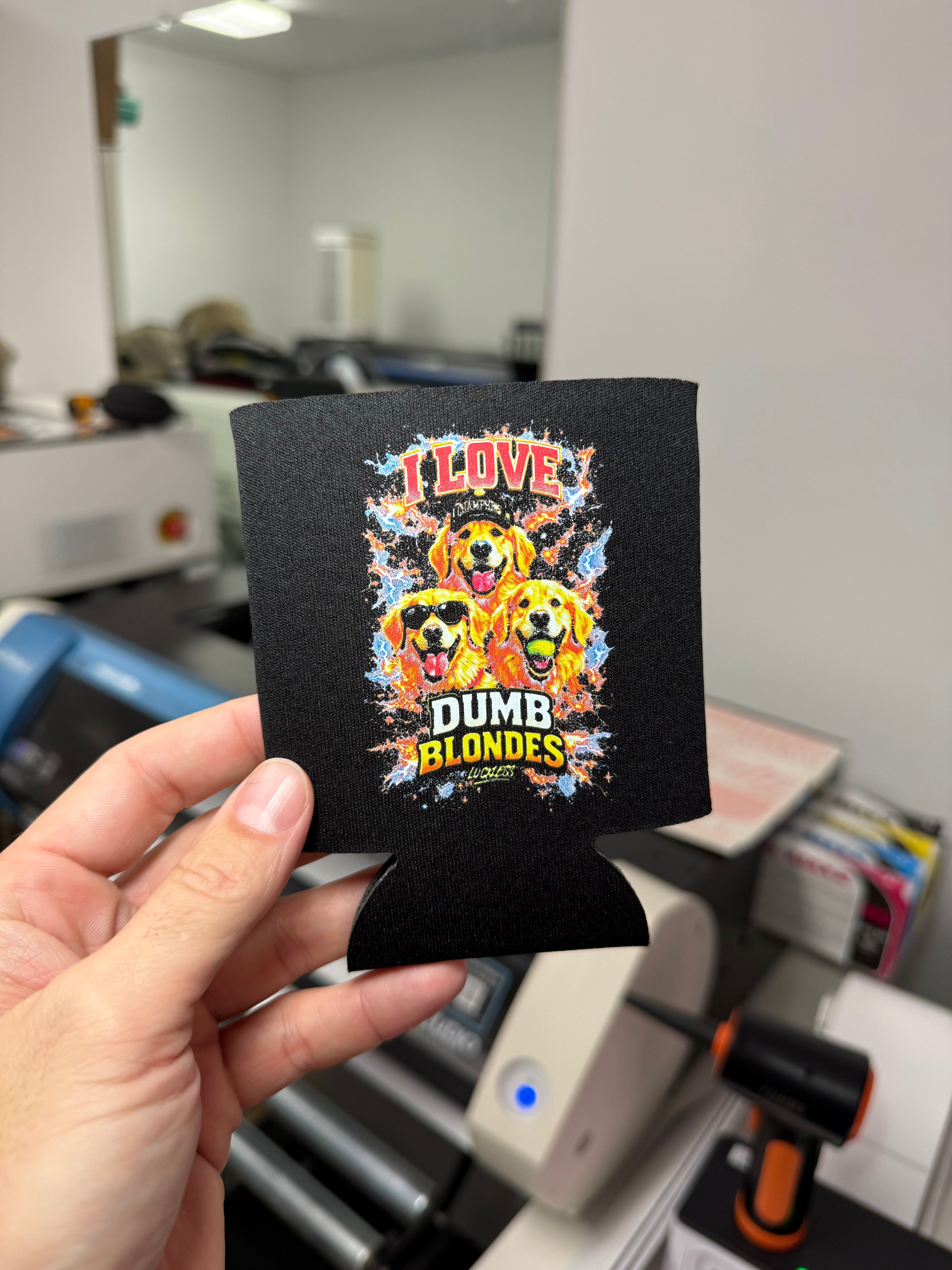 I Love Dumb Blondes Koozie