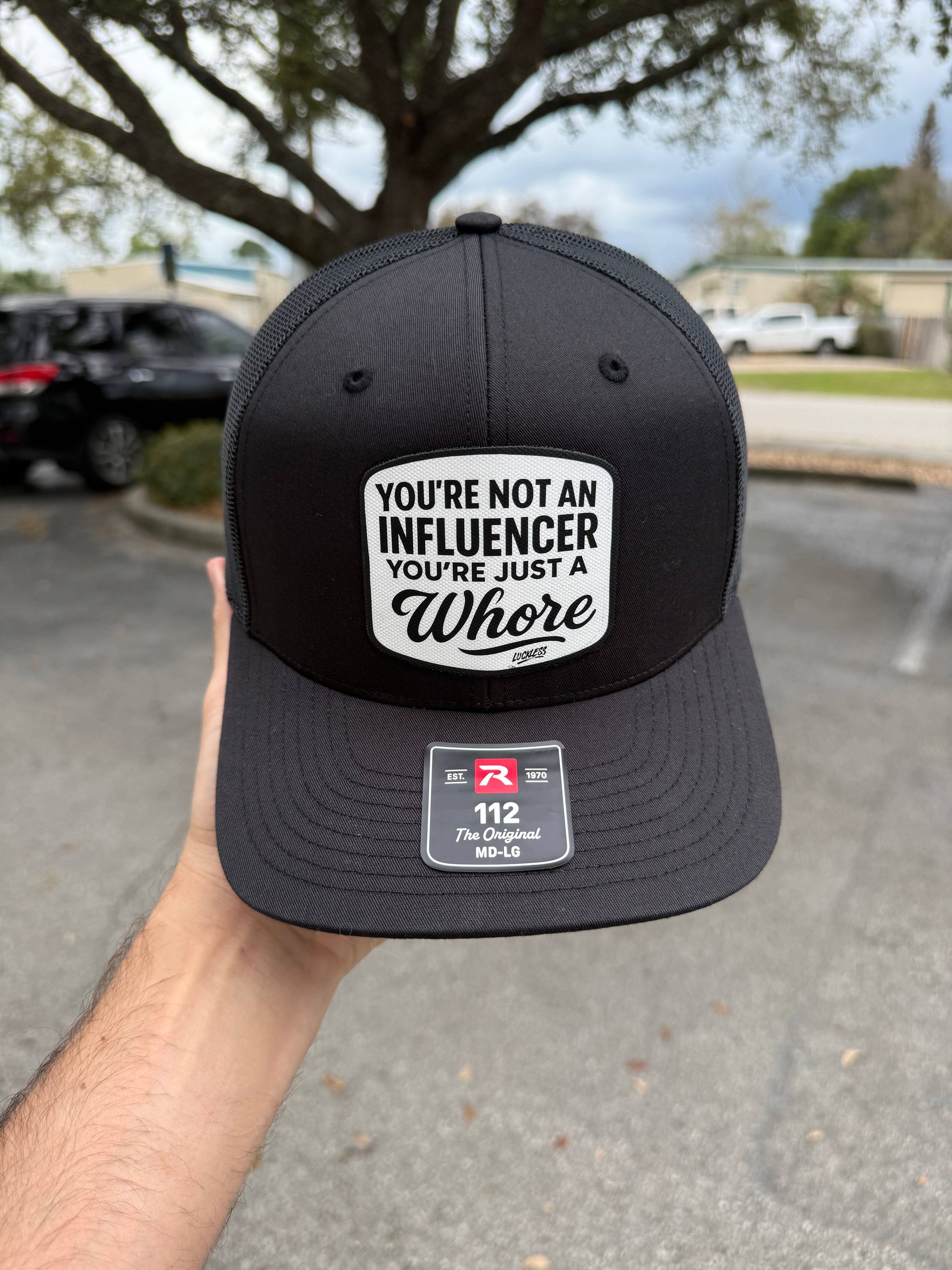 You're Not An Influencer You're Just A Whore | Canvas Patch Trucker Hat