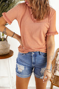 Hana Frill Short Sleeve V Neck Top