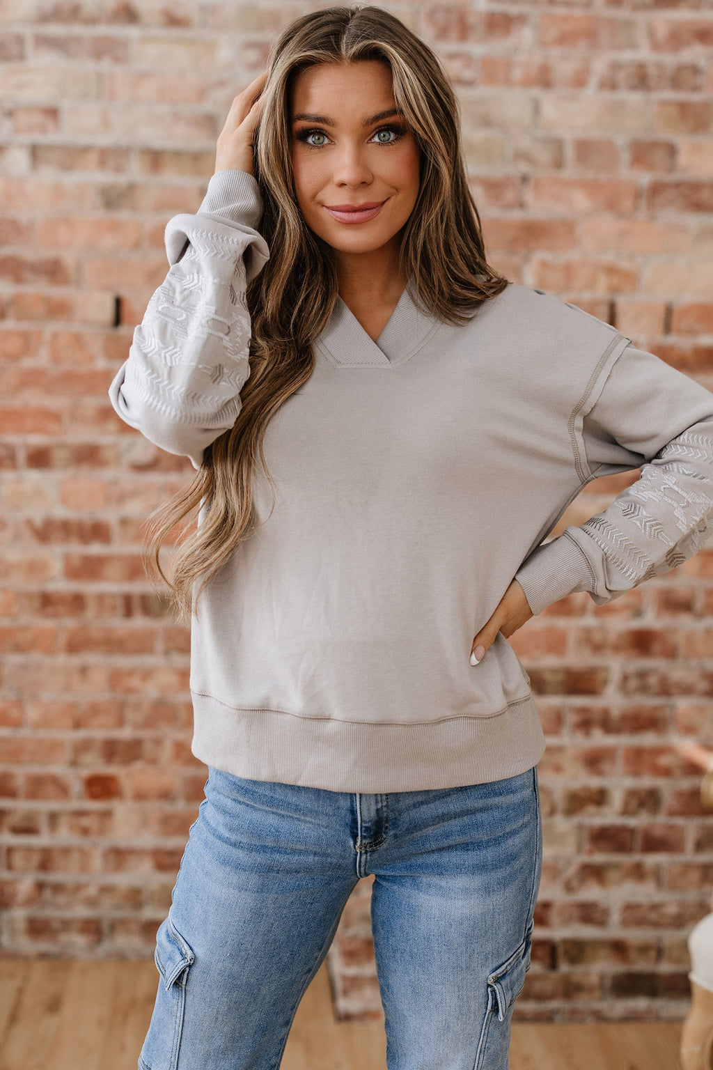 Kaylee aztec Embroidered Western Sweatshirt