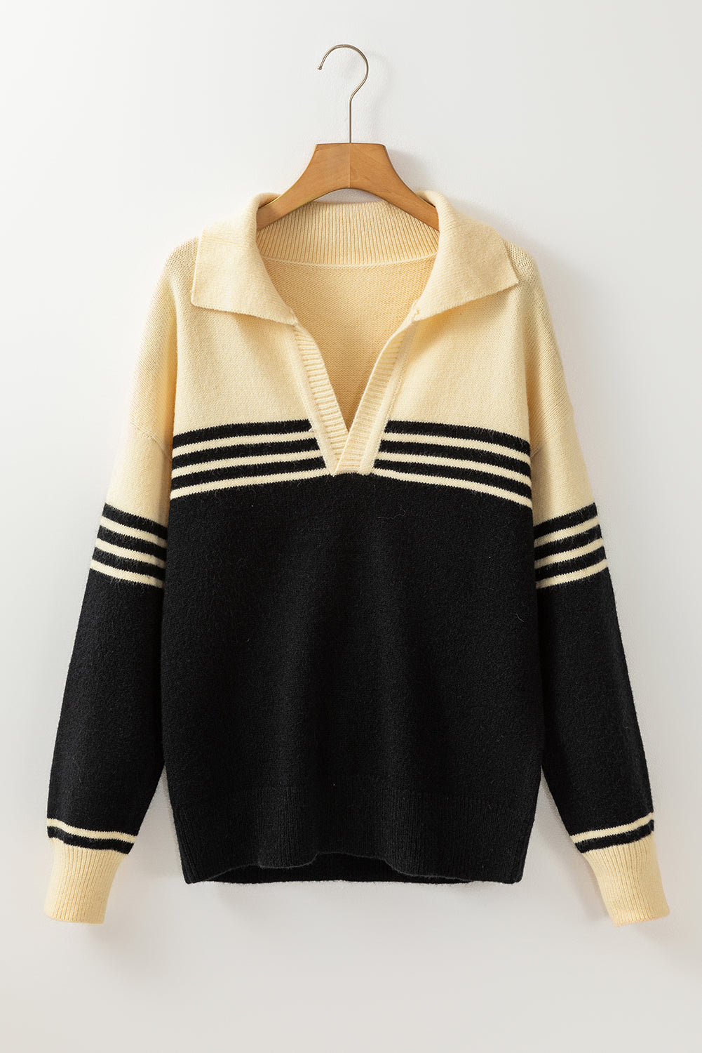 Briella Colorblock Stripe Collared Sweater