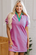 Hattie Stripe Collared T-Shirt Dress
