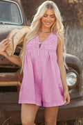 Ashlynn Mineral Wash Pleated Sleeveless Denim Romper