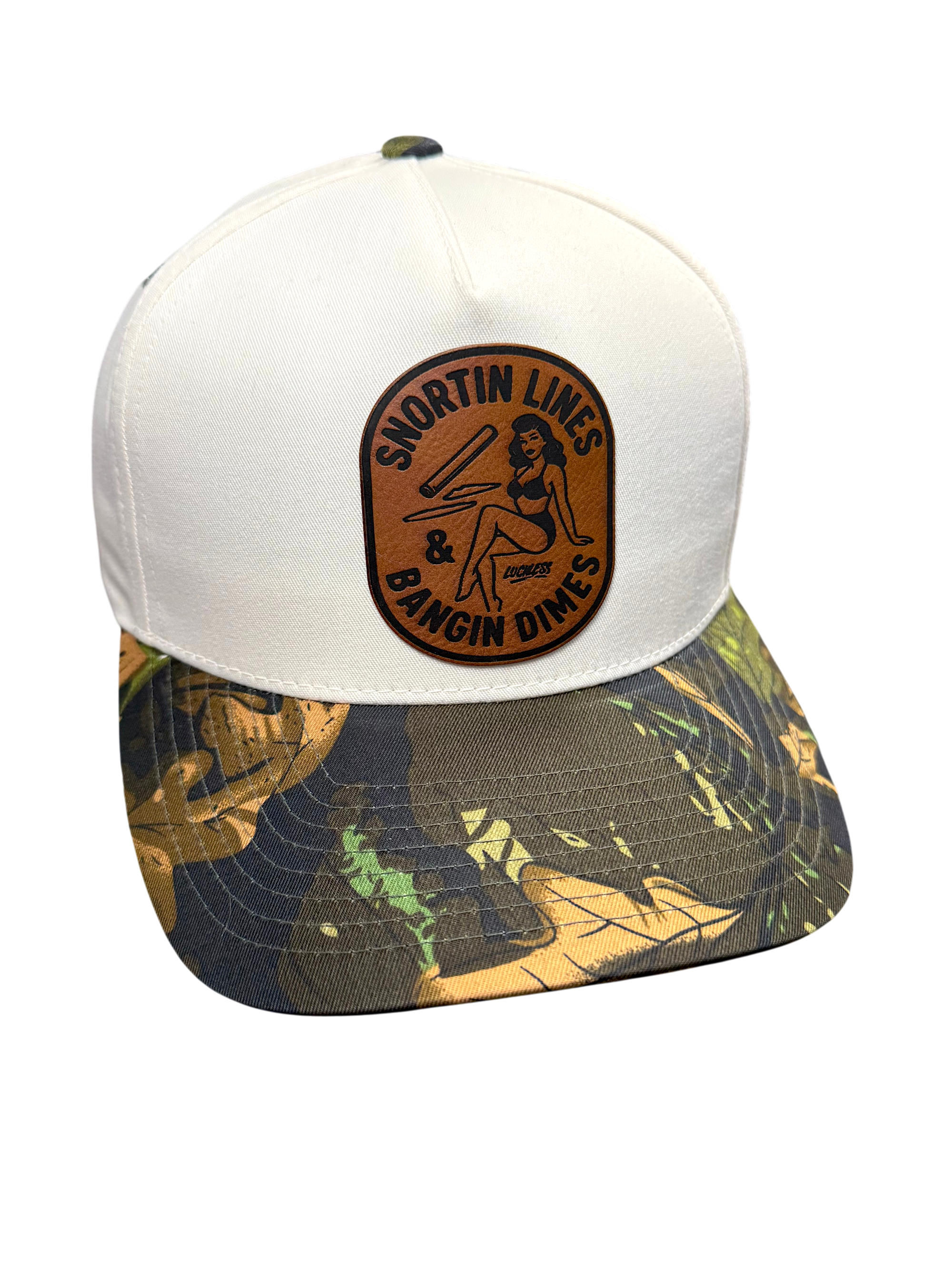 Lines & Dimes | Camo Leather Patch Snapback