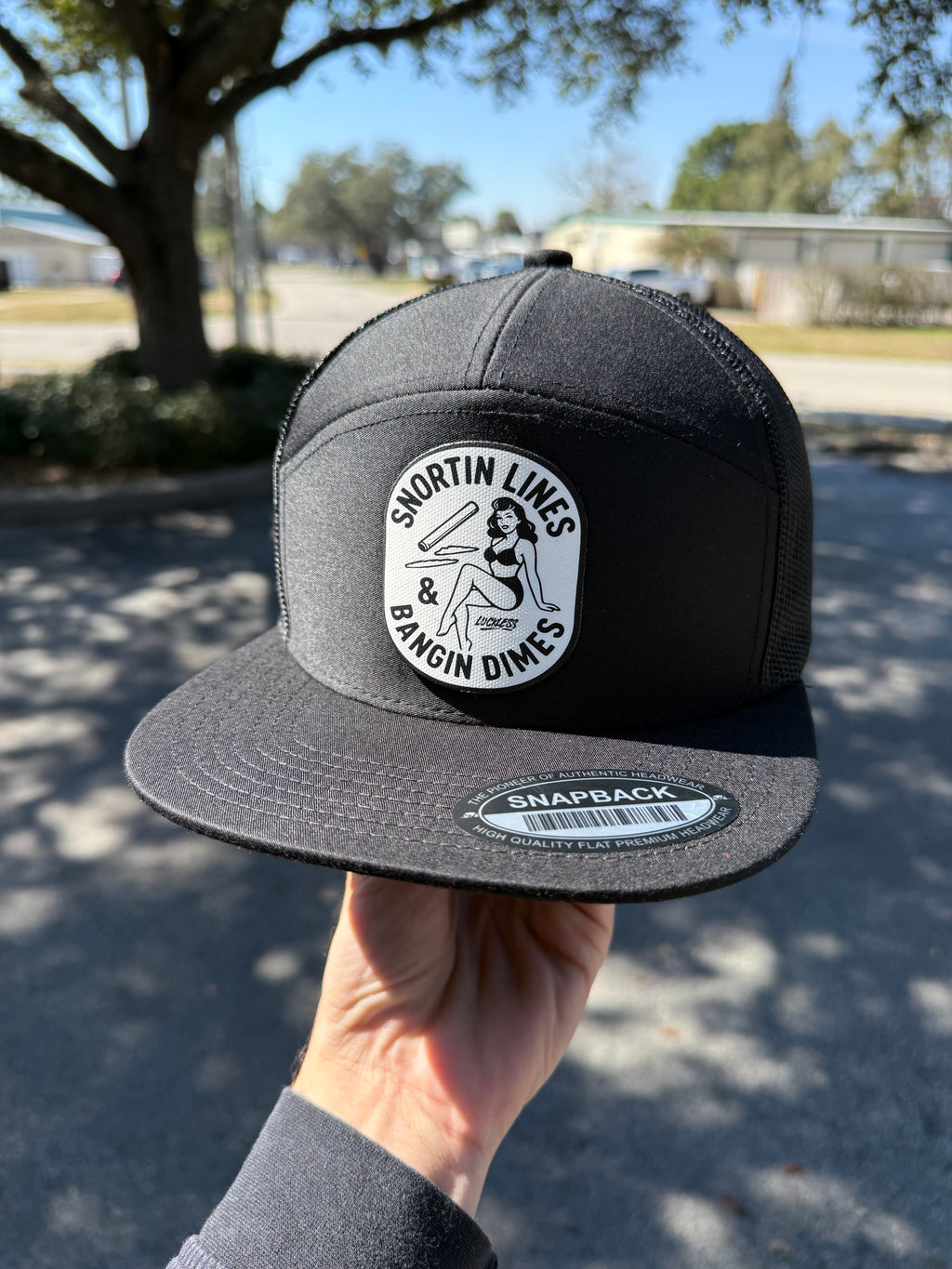 Lines and Dimes Canvas Patch Trucker