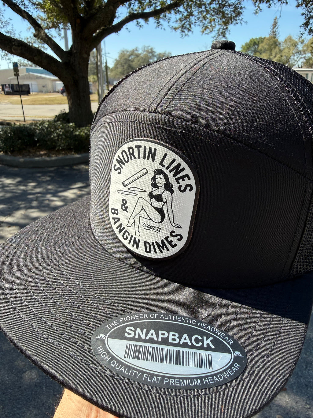 Lines and Dimes Canvas Patch Trucker