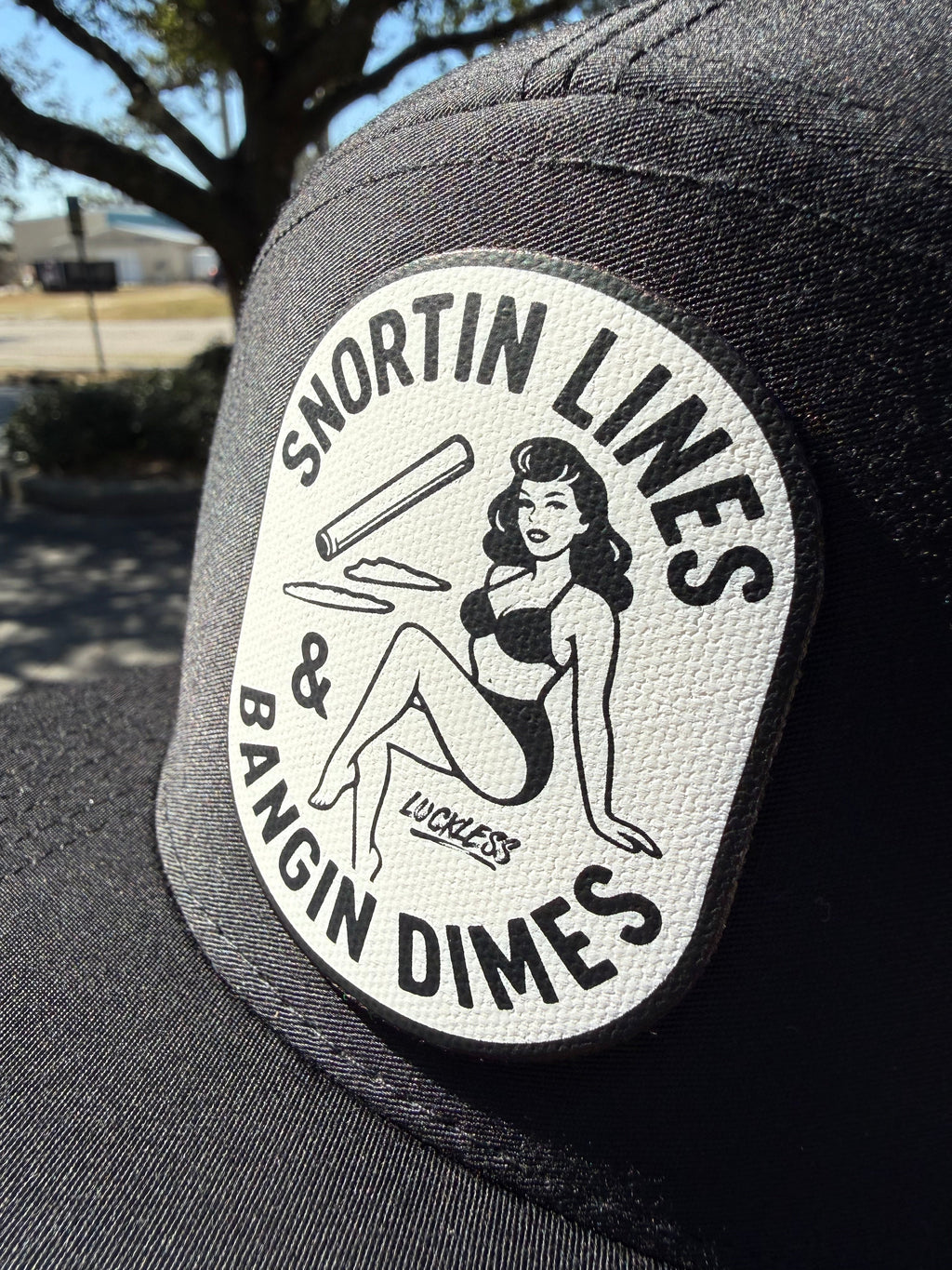 Lines and Dimes Canvas Patch Trucker