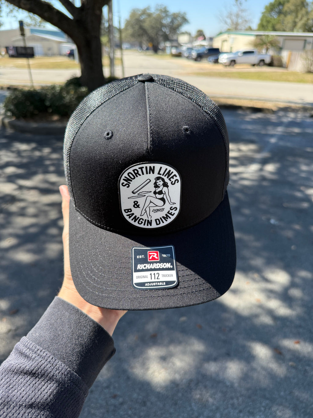 Lines and Dimes Canvas Patch Trucker
