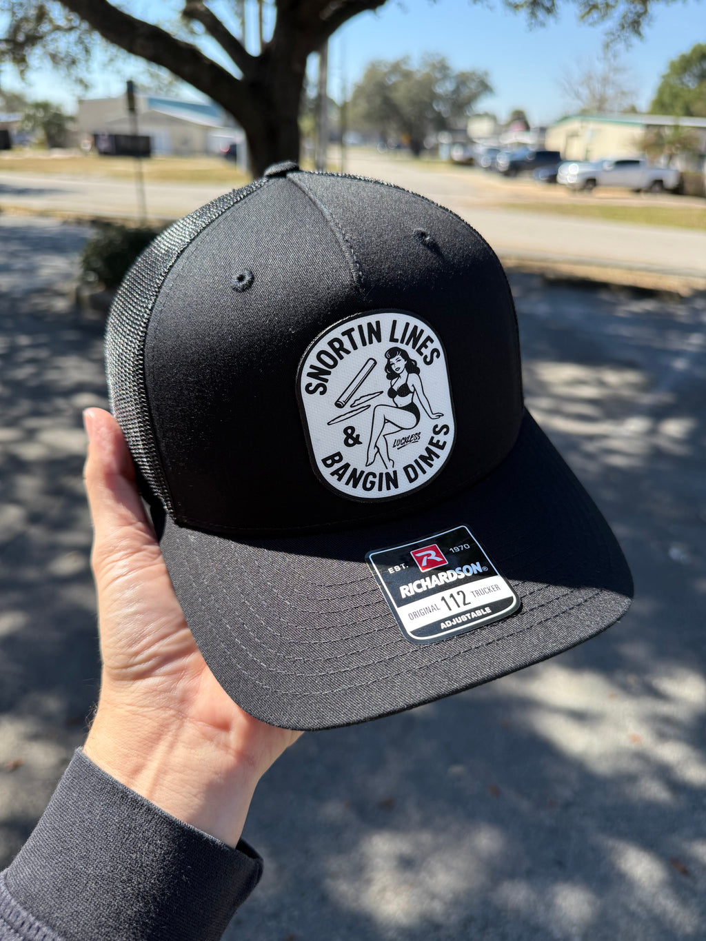 Lines and Dimes Canvas Patch Trucker