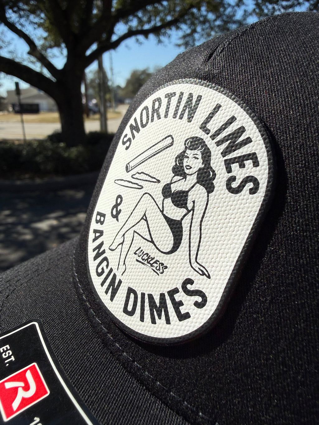 Lines and Dimes Canvas Patch Trucker