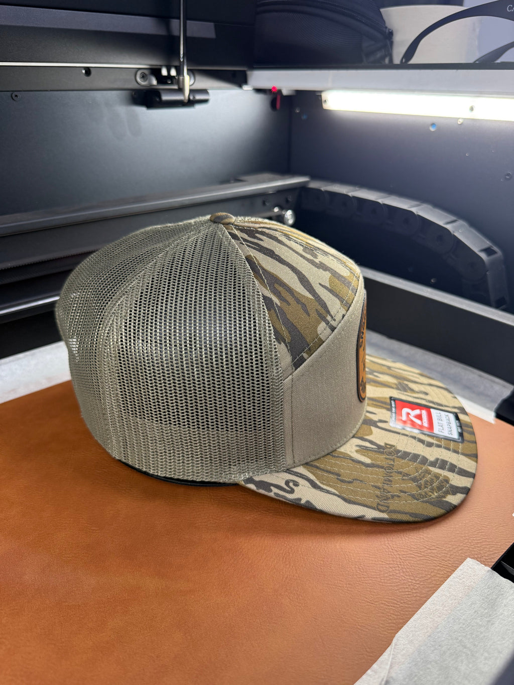 Lines and Dimes | Rawhide Leather Patch Hat Mossy Oak Camo