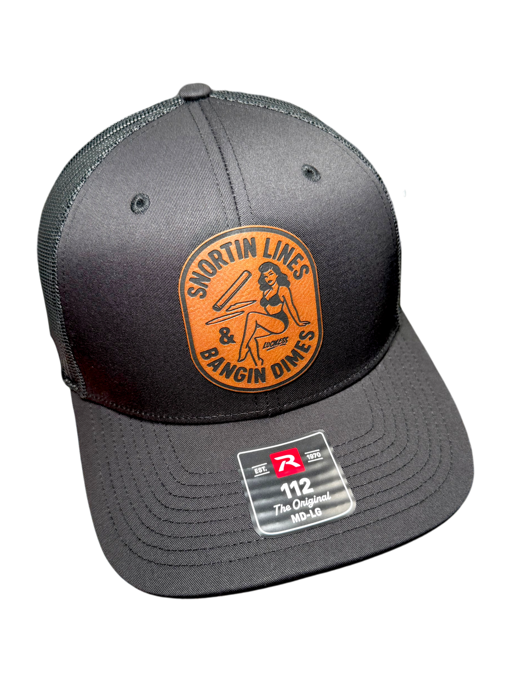 Lines and Dimes | Rawhide Leather Patch Hat Black