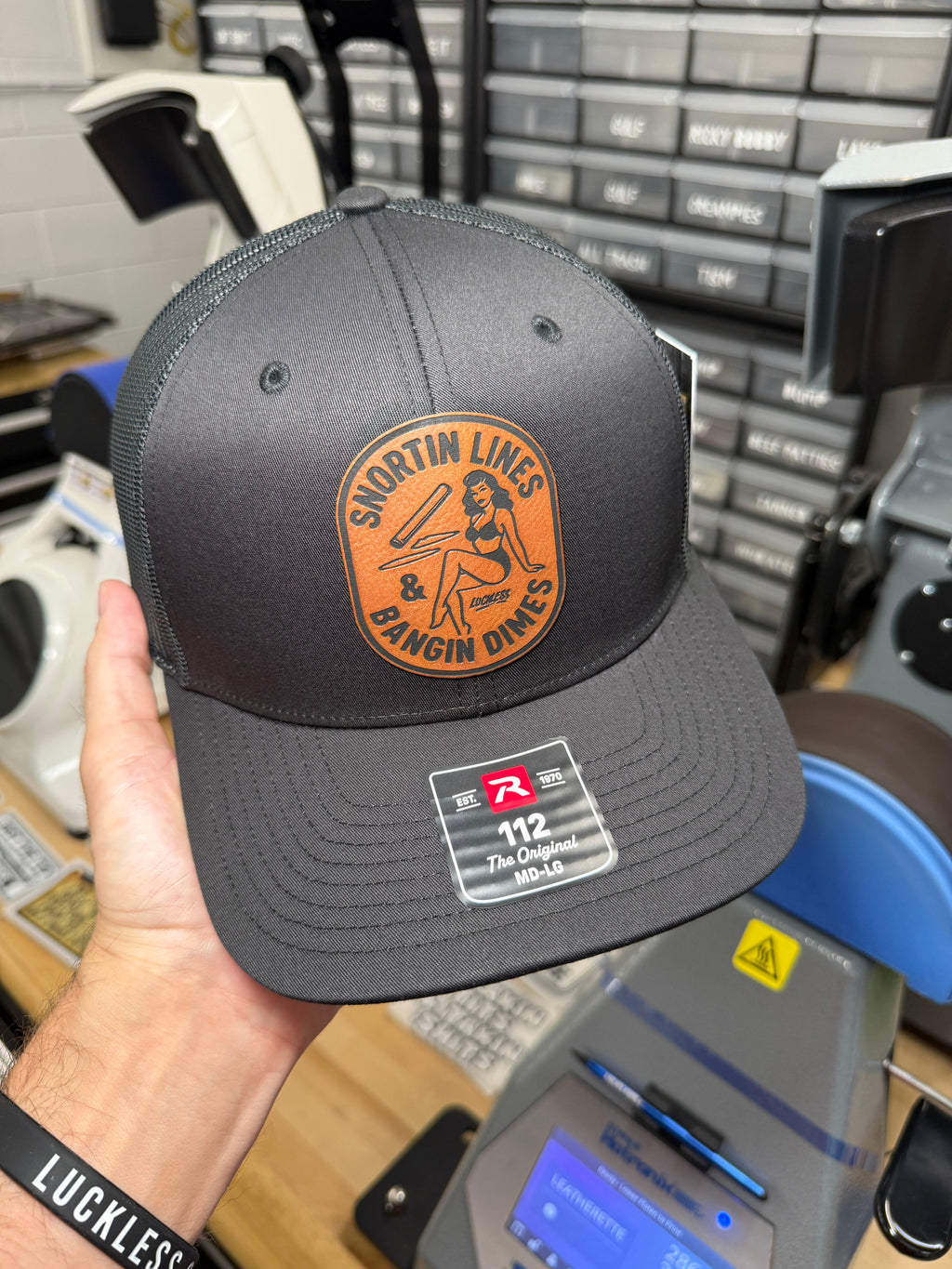 Lines and Dimes | Rawhide Leather Patch Hat Black