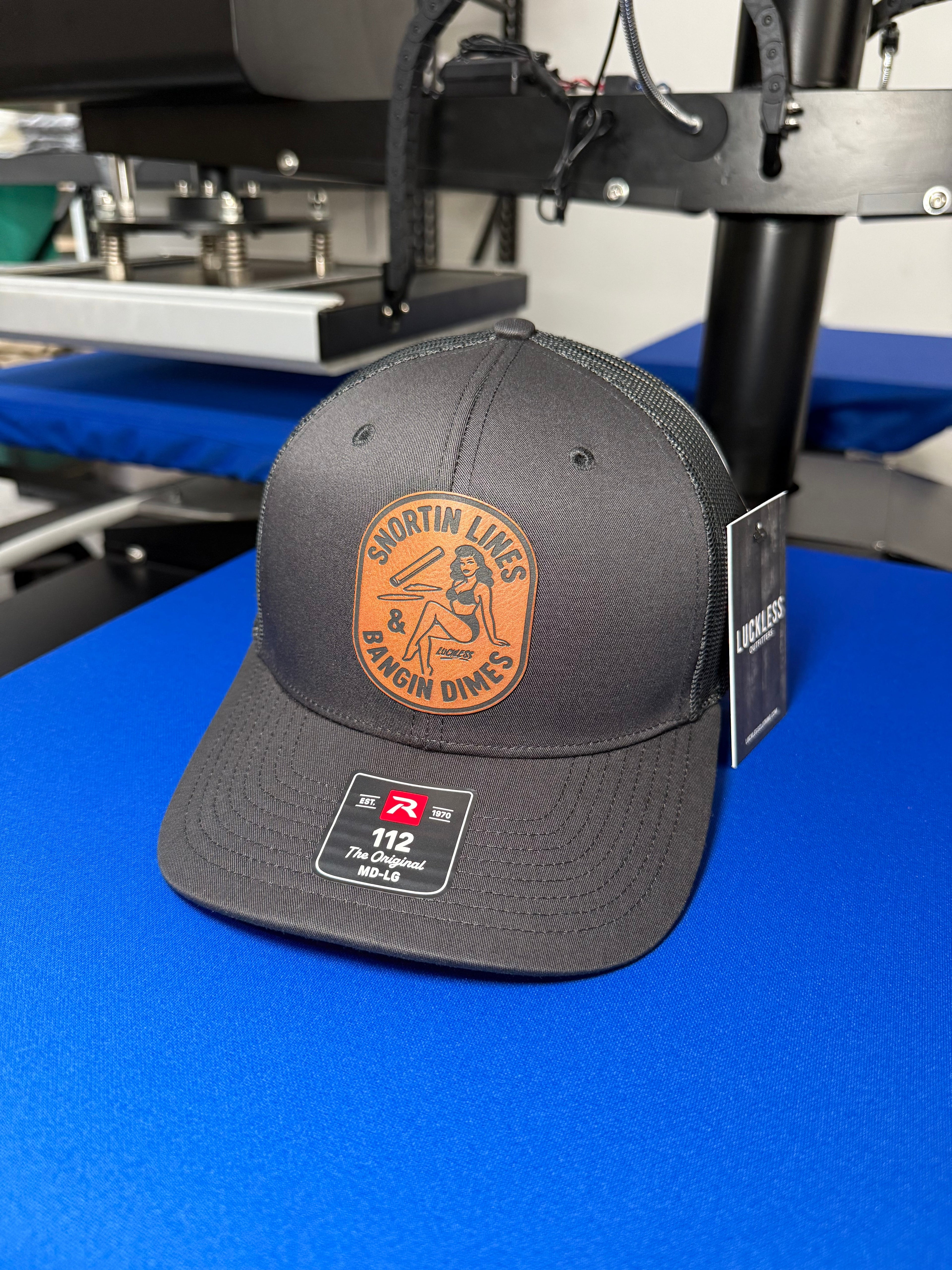 Lines and Dimes | Rawhide Leather Patch Hat Black